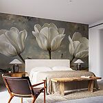 Wall murals Painting of white tulips