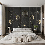 Wall murals Group of banners with moon and stars