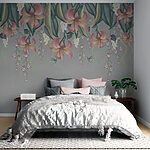 Wall murals Floral cascade on a serene backdrop