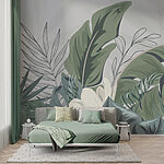 Wall murals Tropical leaves in soft hues
