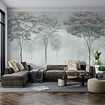 Wall murals Group of trees in fog