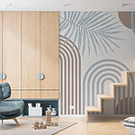Wall murals Pattern of leaves and a rainbow