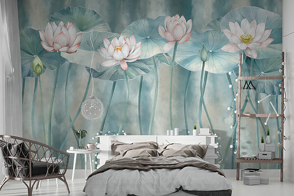 Group of flowers and leaves Wall murals Group of flowers and leaves