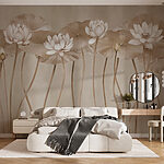 Wall murals Ethereal Lotus in Monochrome Hues