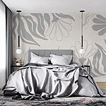 Wall murals White and gray floral pattern