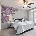 Wall murals Purple flowers on a white background