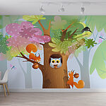Wall murals Cartoon of animals in a tree