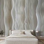 Wall murals Undulating white, soft abstract waves.