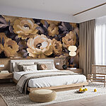 Wall murals Group of flowers with leaves