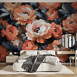Wall murals Group of flowers with blue leaves