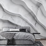 Wall murals White marble surface with wavy lines