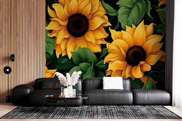 Sunflowers bloom in vibrant hues Wall murals Sunflowers bloom in vibrant hues