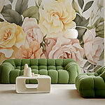 Wall murals Group of flowers with leaves