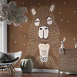 Wall murals Cartoon animal holding a cup of milk tea