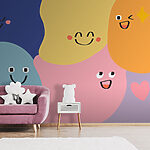 Wall murals Group of colorful shapes with faces