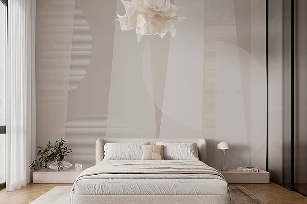 Grey and white background with circles and lines Wall murals Grey and white background with circles and lines