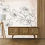 Wall murals Drawing of flowers on a white background