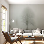 Wall murals Tree in a foggy field