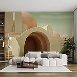 Wall murals Building with stairs and a round ball