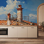 Wall murals Roof with a chimney