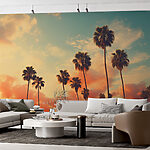 Wall murals Group of palm trees against a sunset