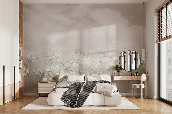 Field of grass and flowers Wall mural Field of grass and flowers