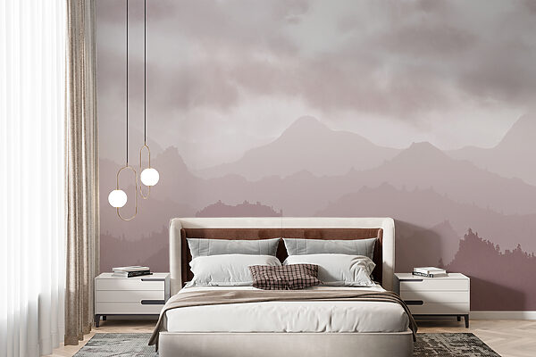 Wall mural Foggy mountain range