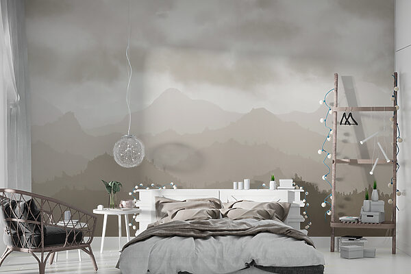 Foggy mountain range Wall murals Foggy mountain range