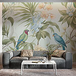 Wall murals Wallpaper with birds and flowers