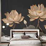 Wall murals Elegant lotuses bloom in darkness