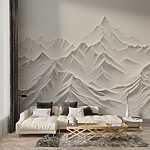 Wall murals White mountain range with snow