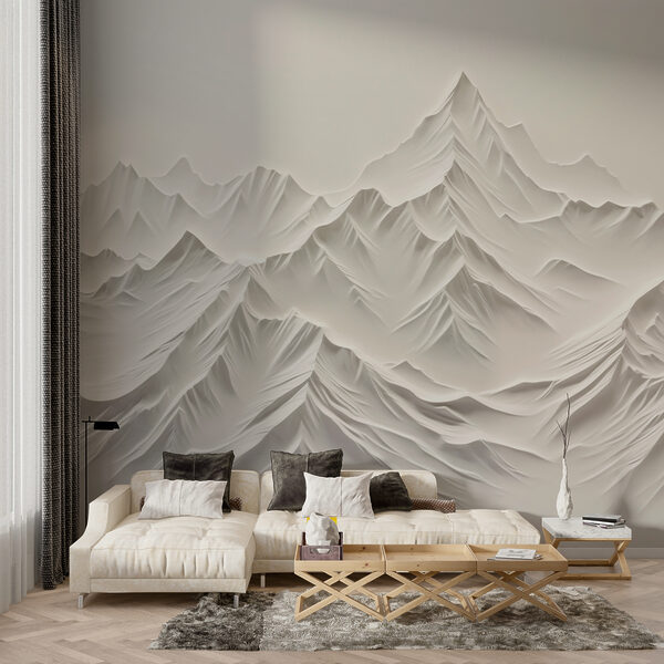 White mountain range with snow Wall murals White mountain range with snow