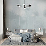 Wall murals White flowers on a light blue background