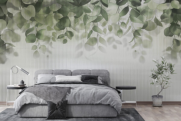 Wall murals Wall murals Green leaves from a window (SKU: w01677)