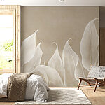 Wall murals Elegant dance of creamy leaves