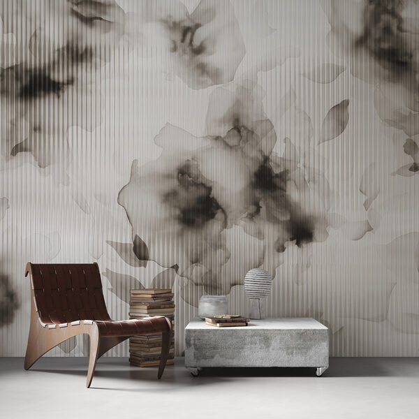 Abstract floral dance in monochrome Wall murals Abstract floral dance in monochrome
