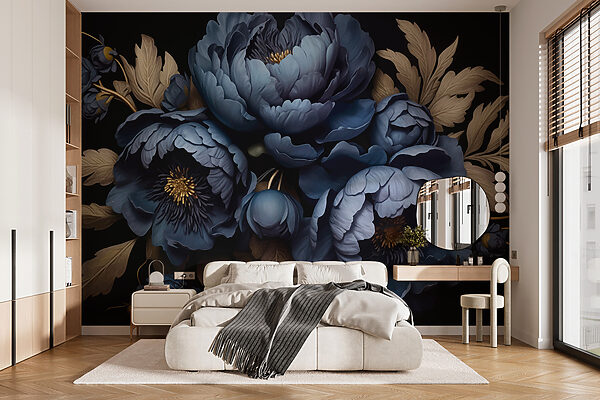 Group of blue flowers Wall murals Group of blue flowers