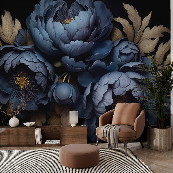 Wall mural Group of blue flowers