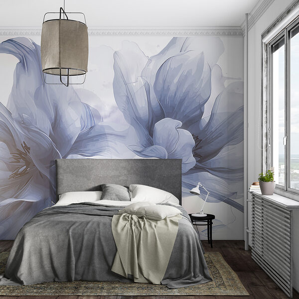 Ethereal blue lilies sway lightly Wall murals Ethereal blue lilies sway lightly