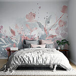 Wall murals Pink and grey floral design