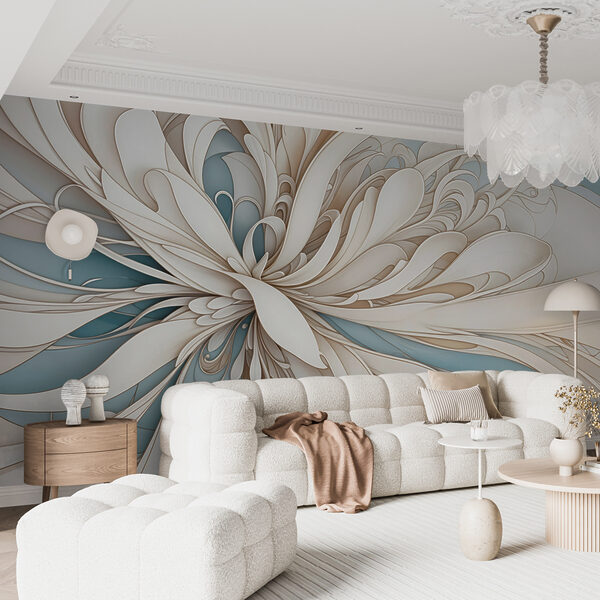 White and blue swirls Wall murals White and blue swirls