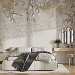 Wall murals White and brown floral design