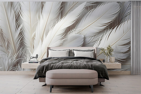 Group of white feathers Wall murals Group of white feathers
