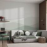 Wall murals Green and white wavy lines