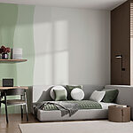 Wall murals Green and white wavy lines
