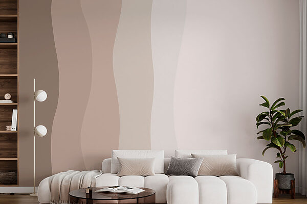 Wall murals White and brown wavy lines