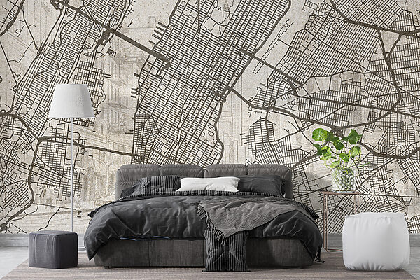 Map of a city Wall murals Map of a city