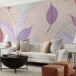 Wall murals Leaves and dots in muted tones