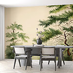 Wall murals Painting of trees and fog