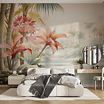 Wall murals Painting of flowers and palm trees